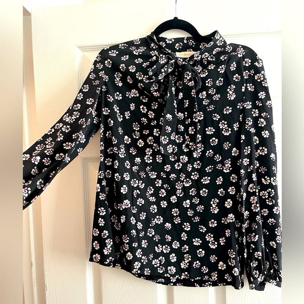 Tory Burch Floral Bow Blouse